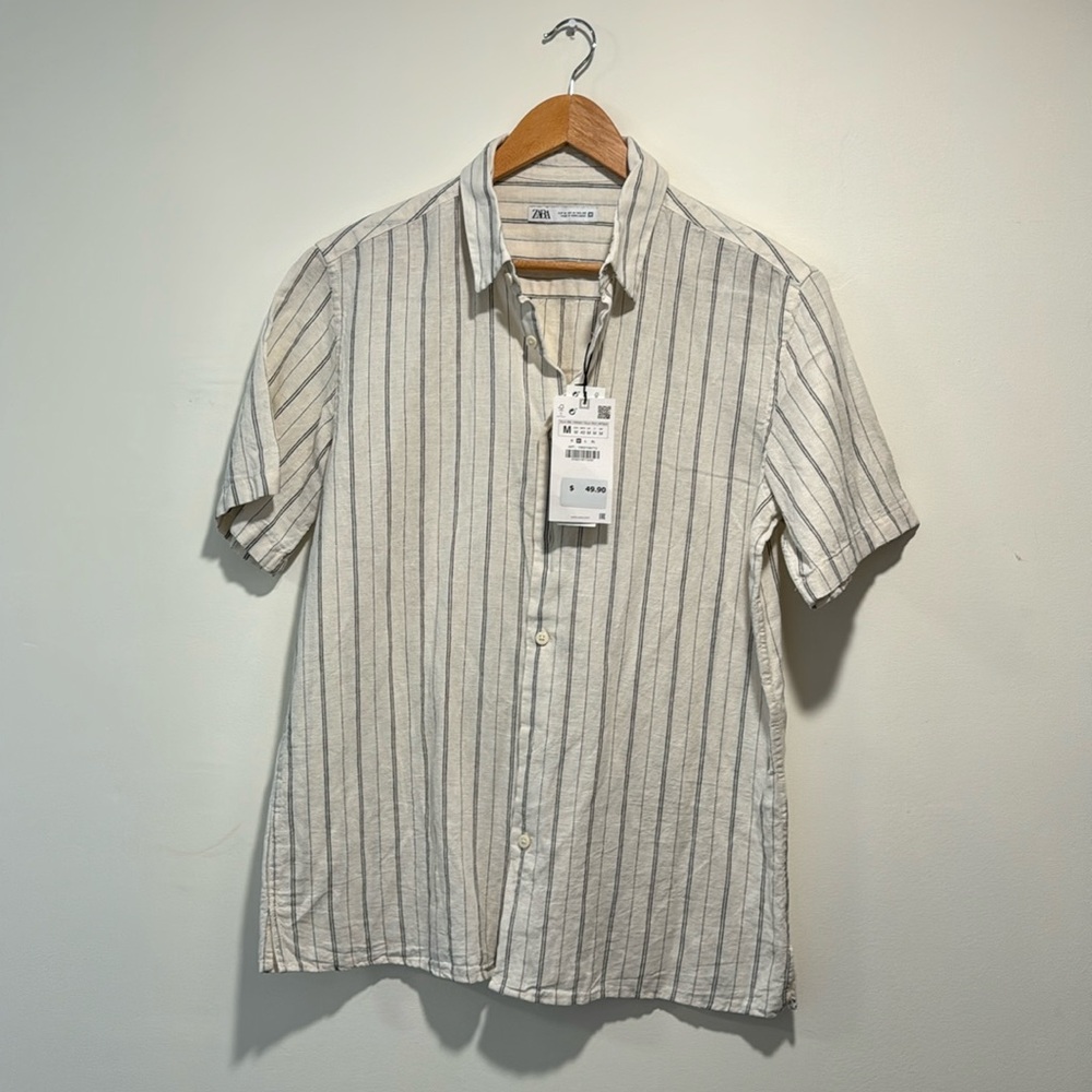 Men’s ZARA Short Sleeve Button Down Shirt - Size Medium NWT